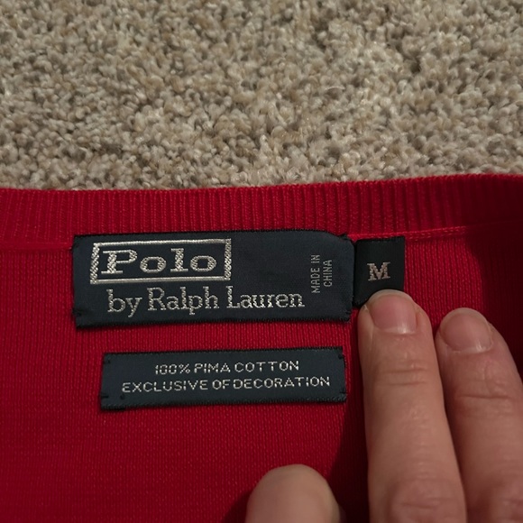 NWOT Ralph Lauren Polo Pony Pima Cotton V neck Sweater - Picture 4 of 8